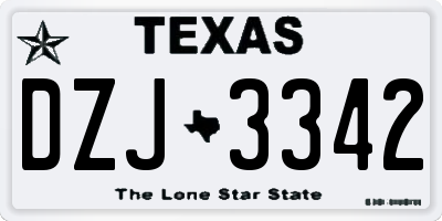 TX license plate DZJ3342