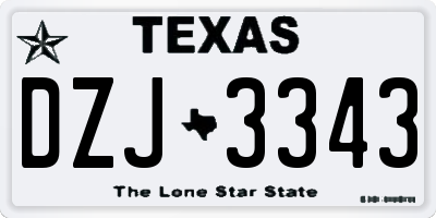 TX license plate DZJ3343
