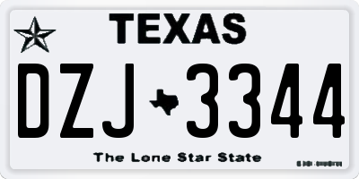 TX license plate DZJ3344