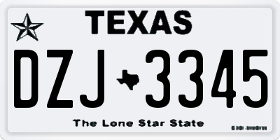 TX license plate DZJ3345