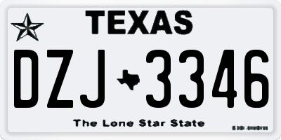 TX license plate DZJ3346