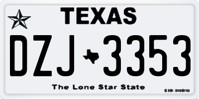 TX license plate DZJ3353