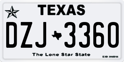 TX license plate DZJ3360