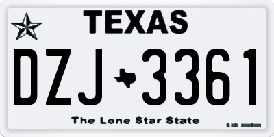 TX license plate DZJ3361