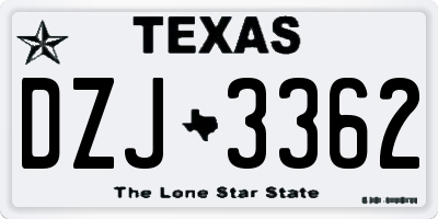 TX license plate DZJ3362