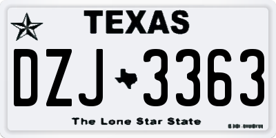 TX license plate DZJ3363