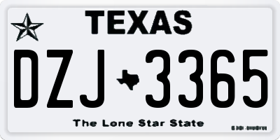 TX license plate DZJ3365
