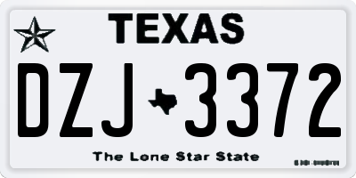 TX license plate DZJ3372