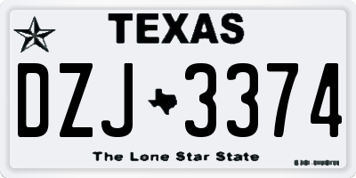 TX license plate DZJ3374