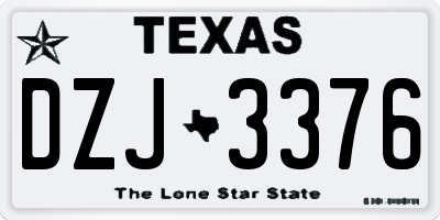 TX license plate DZJ3376