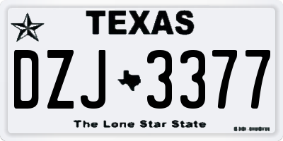 TX license plate DZJ3377