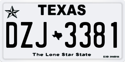 TX license plate DZJ3381