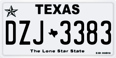 TX license plate DZJ3383