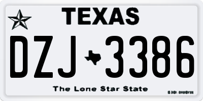 TX license plate DZJ3386