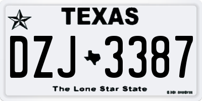 TX license plate DZJ3387