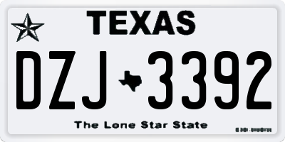 TX license plate DZJ3392