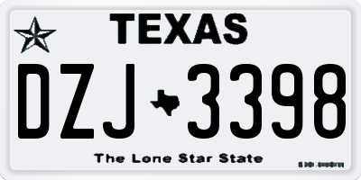 TX license plate DZJ3398