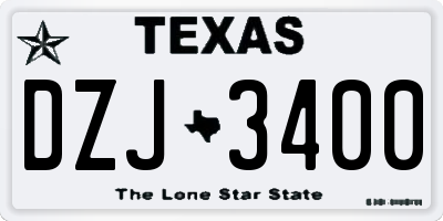 TX license plate DZJ3400