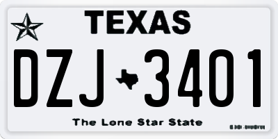 TX license plate DZJ3401