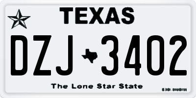 TX license plate DZJ3402
