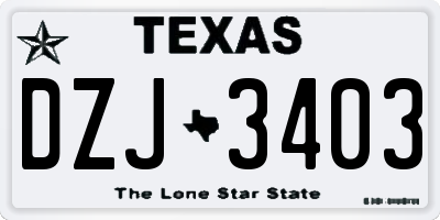 TX license plate DZJ3403