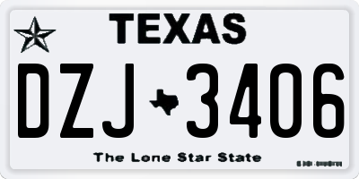 TX license plate DZJ3406