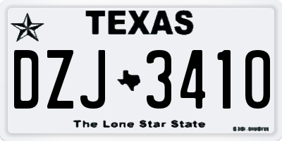 TX license plate DZJ3410