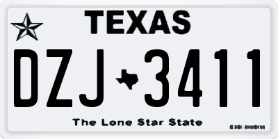 TX license plate DZJ3411