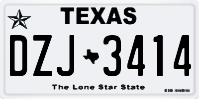 TX license plate DZJ3414