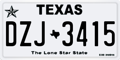 TX license plate DZJ3415