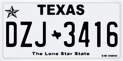 TX license plate DZJ3416