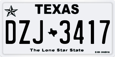 TX license plate DZJ3417
