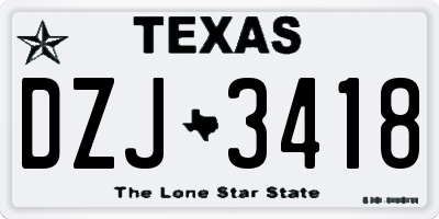 TX license plate DZJ3418