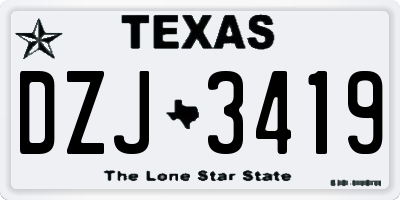 TX license plate DZJ3419