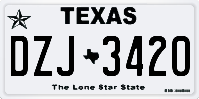 TX license plate DZJ3420