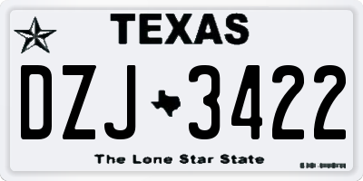 TX license plate DZJ3422