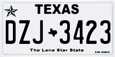 TX license plate DZJ3423