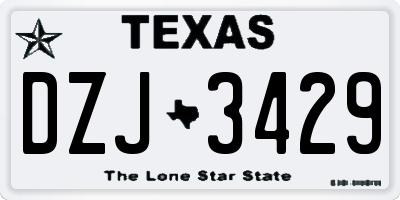 TX license plate DZJ3429