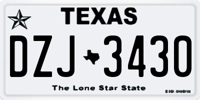 TX license plate DZJ3430