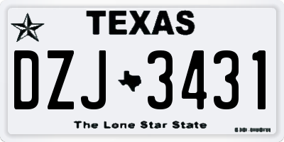 TX license plate DZJ3431