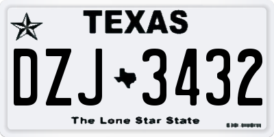TX license plate DZJ3432