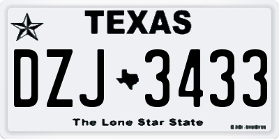 TX license plate DZJ3433