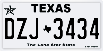 TX license plate DZJ3434