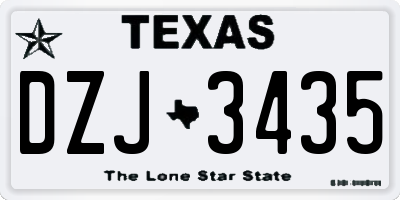 TX license plate DZJ3435