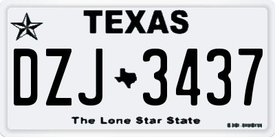 TX license plate DZJ3437
