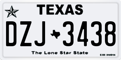 TX license plate DZJ3438