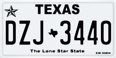 TX license plate DZJ3440