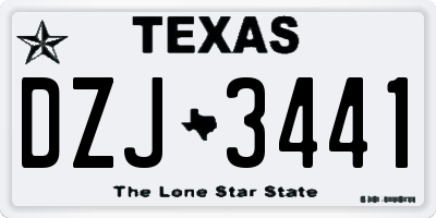 TX license plate DZJ3441