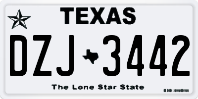 TX license plate DZJ3442