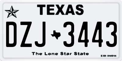 TX license plate DZJ3443